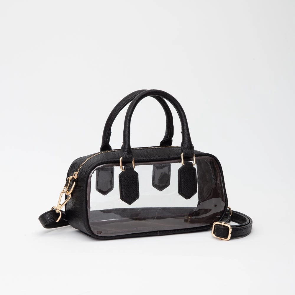 Clear Plastic East-West Top Handle/Crossbody Bag