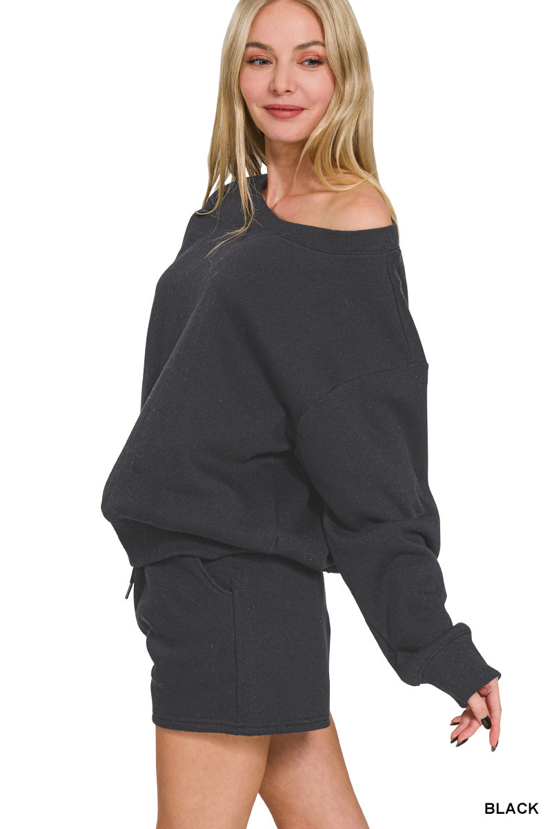 Fleece boat neck sweatshirts