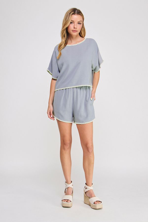 Soft Linen Blend Elastic Tie Short