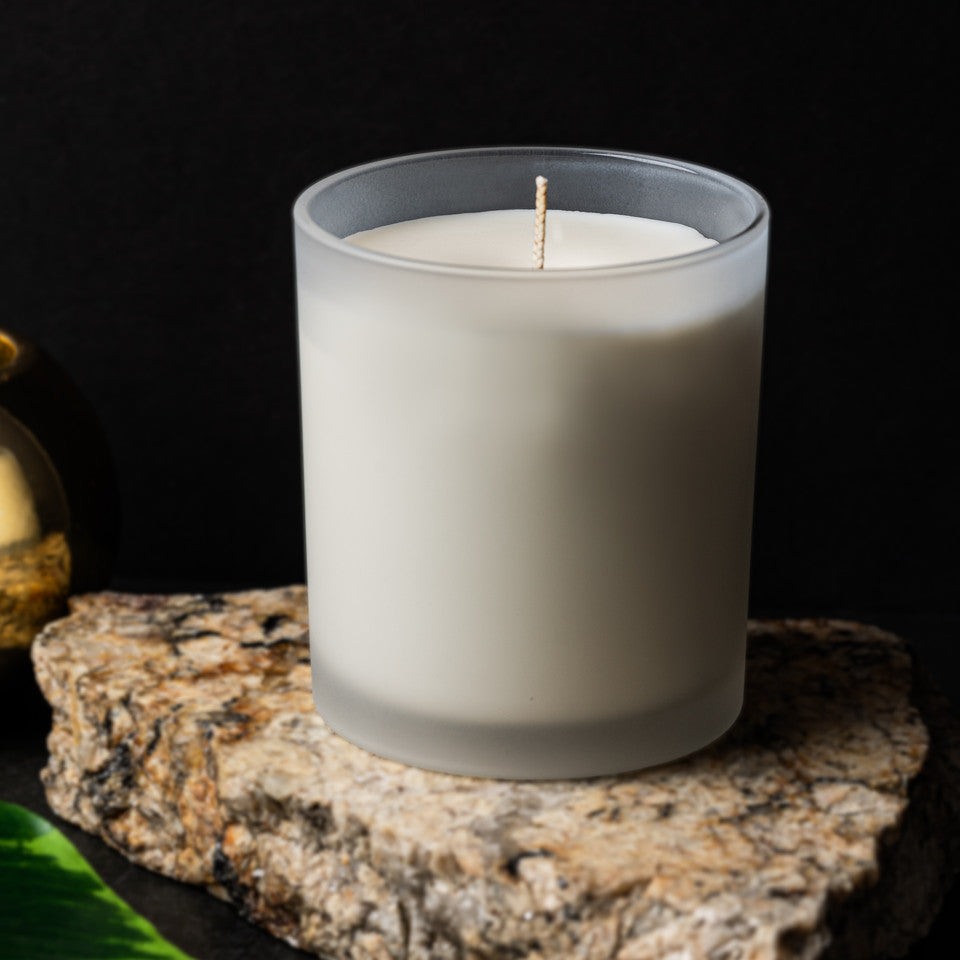 9 oz  frosted glass with bamboo lid