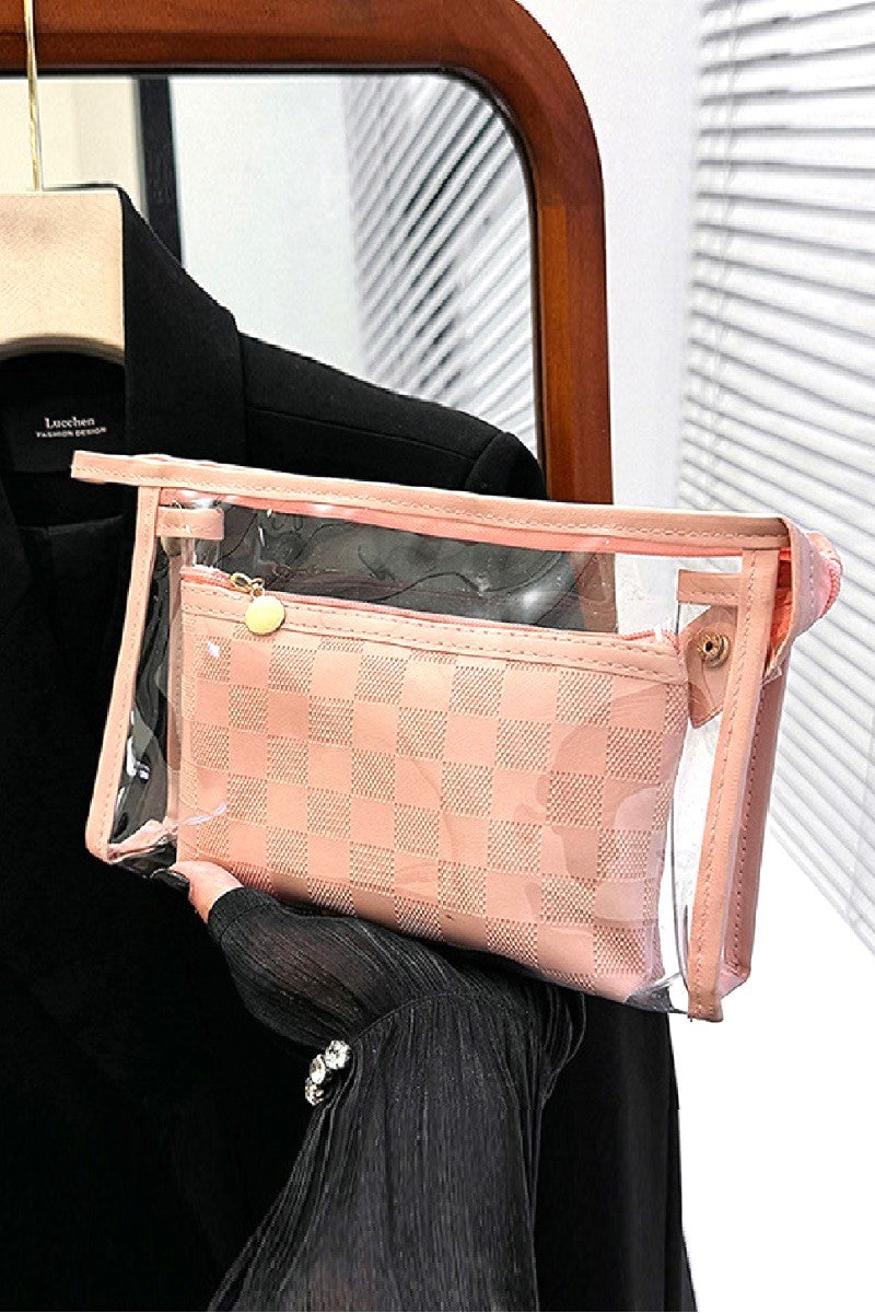 Duo checkered cosmetic makeup travel set