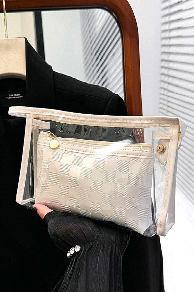 Duo checkered cosmetic makeup travel set