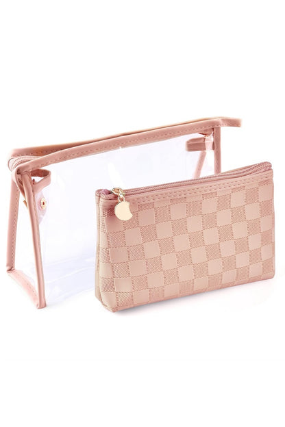 Duo checkered cosmetic makeup travel set