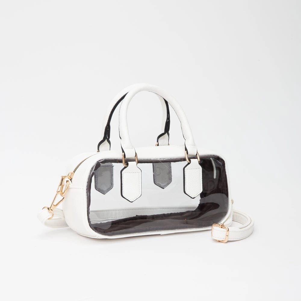 Clear Plastic East-West Top Handle/Crossbody Bag