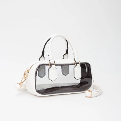 Clear Plastic East-West Top Handle/Crossbody Bag