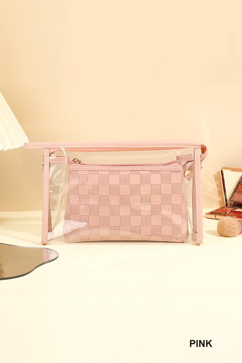 Duo checkered cosmetic makeup travel set