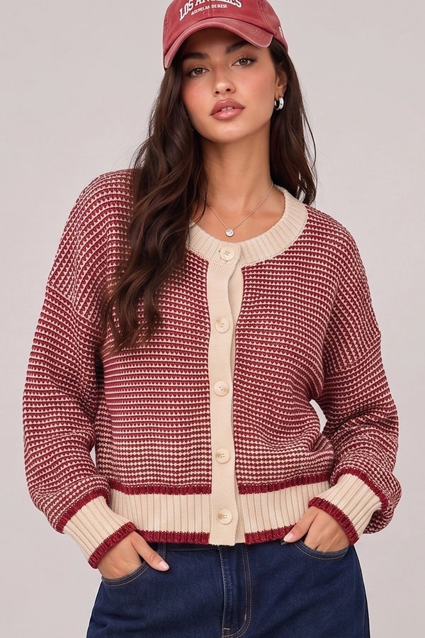 Color Pop Textured Knit Cardigan