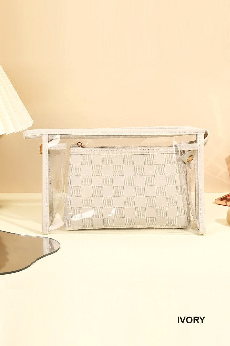 Duo checkered cosmetic makeup travel set