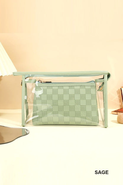 Duo checkered cosmetic makeup travel set
