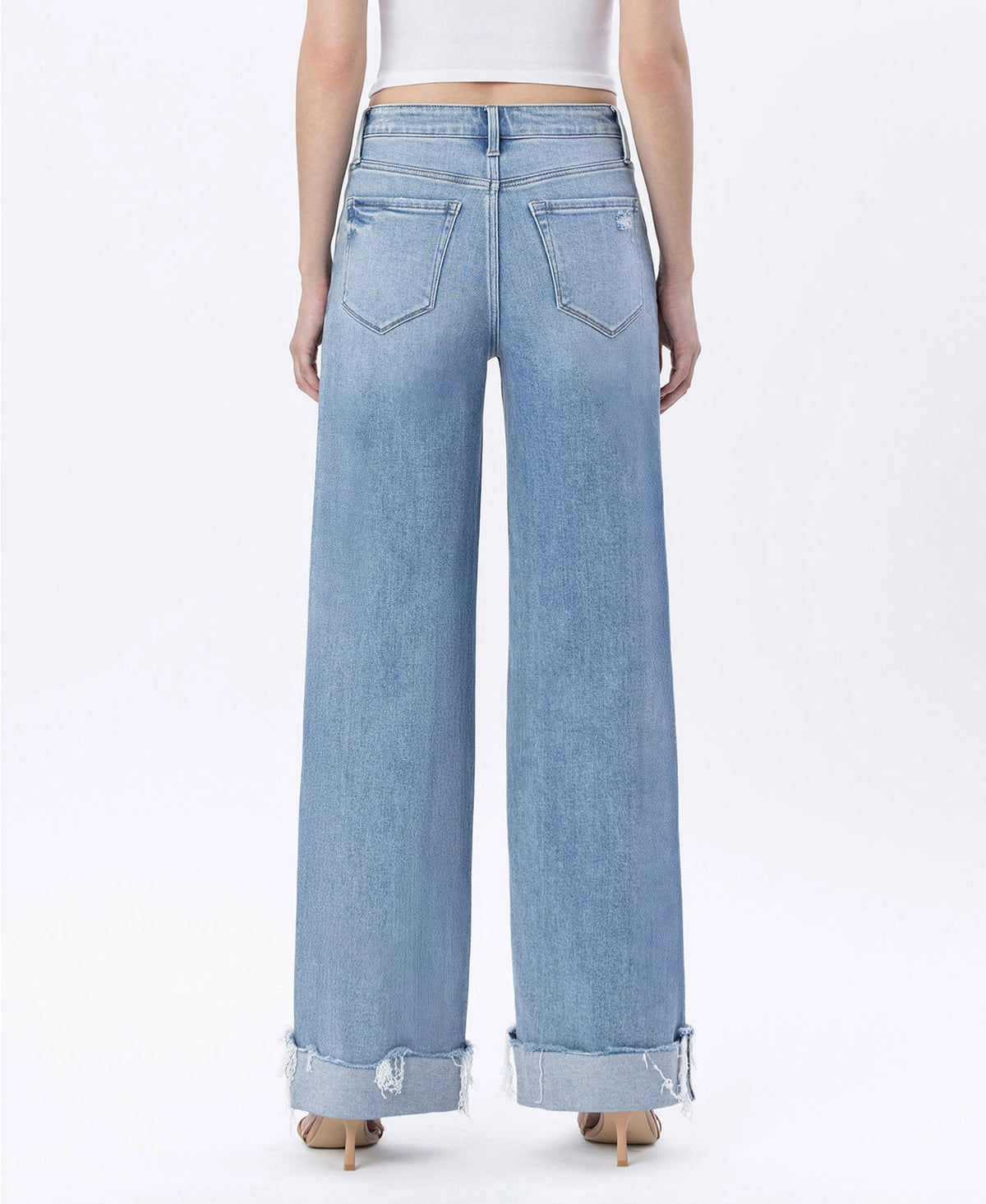 FLYING MONKEY SUPER HIGH RISE CUFFED WIDE JEANS