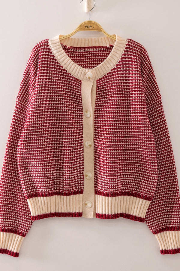 Color Pop Textured Knit Cardigan
