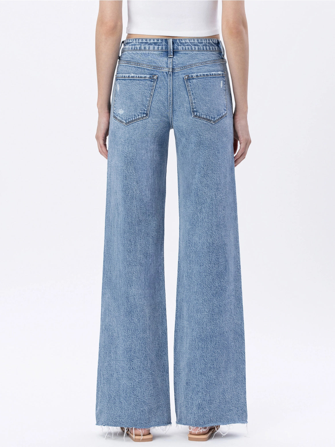 Flying Monkey High Rise Raw Hem Wide Jeans