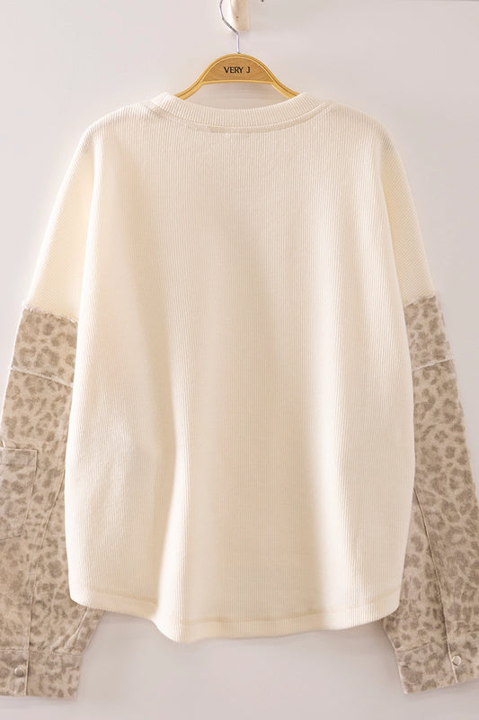 CONTRAST PRINT SLEEVE THERMAL TOP