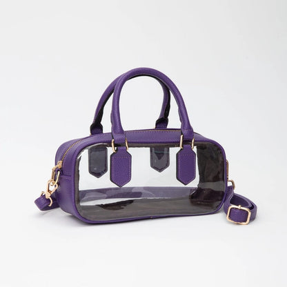 Clear Plastic East-West Top Handle/Crossbody Bag