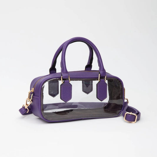 Clear Plastic East-West Top Handle/Crossbody Bag