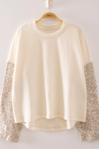 CONTRAST PRINT SLEEVE THERMAL TOP