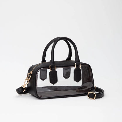 Clear Plastic East-West Top Handle/Crossbody Bag