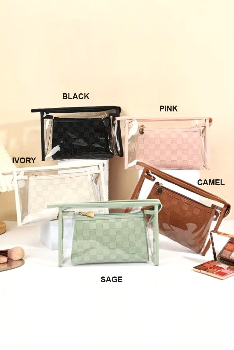 Duo checkered cosmetic makeup travel set