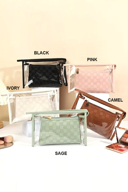 Duo checkered cosmetic makeup travel set