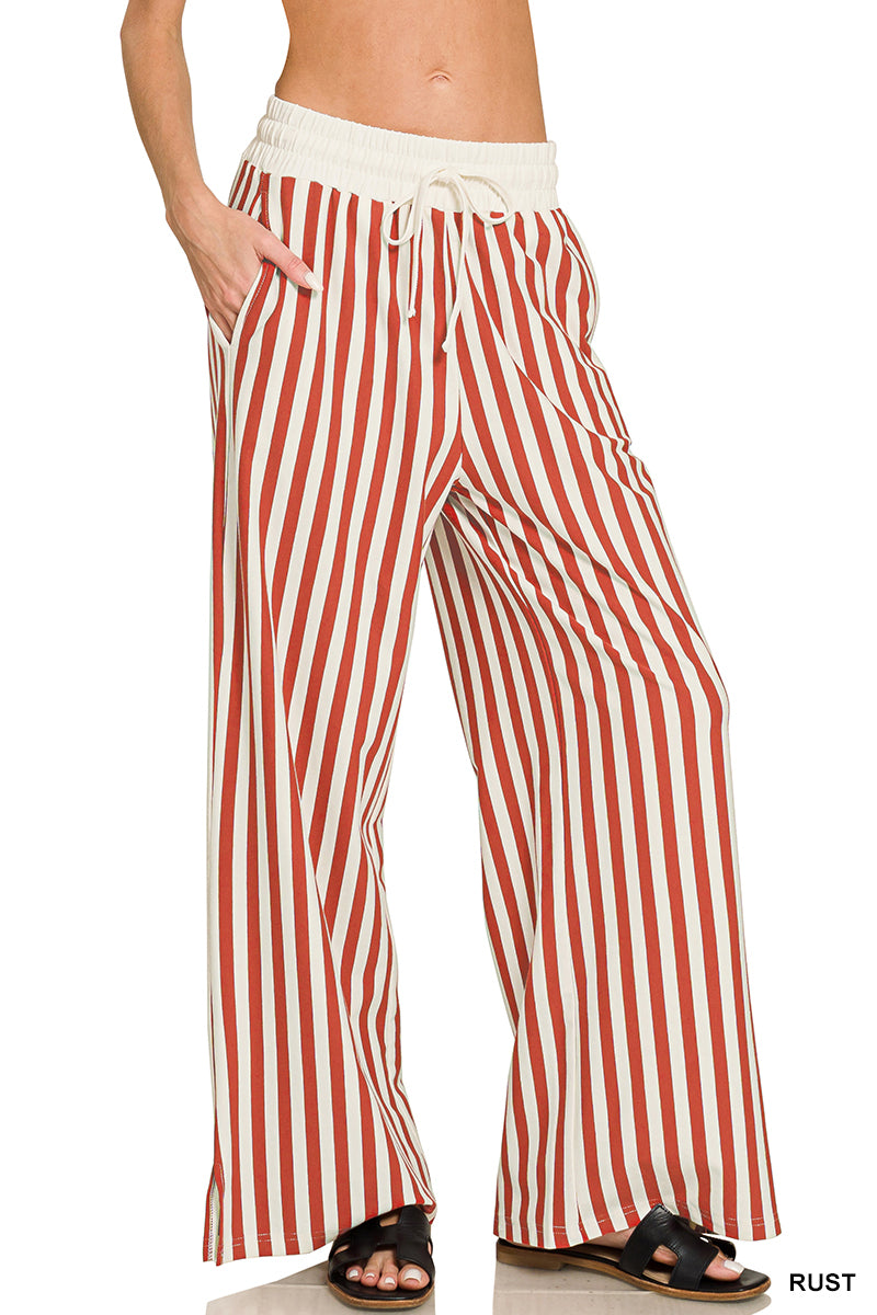VERTICAL STRIPED WIDE LEG PANTS