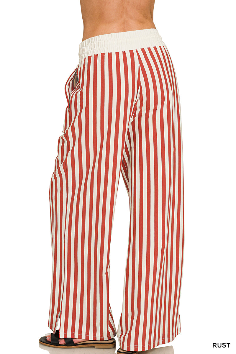 VERTICAL STRIPED WIDE LEG PANTS