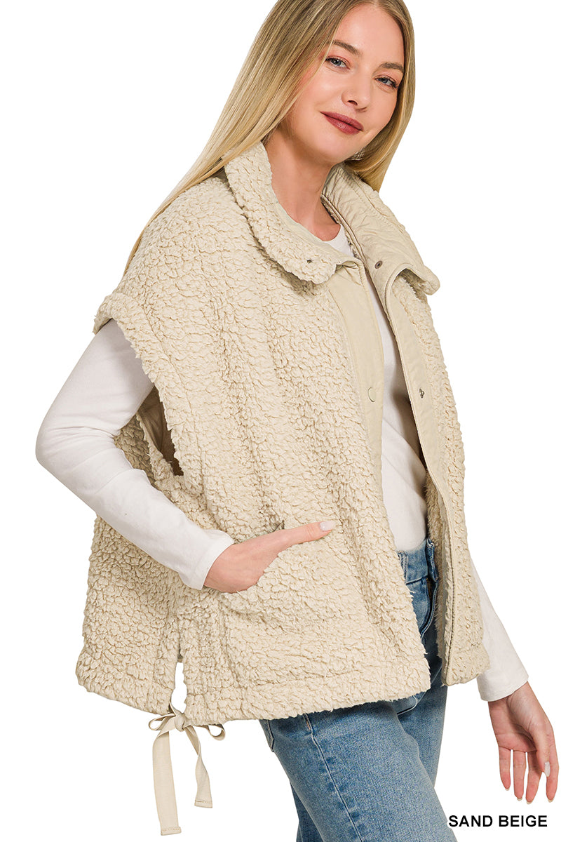 Oversized faux fur vest