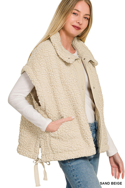 Oversized faux fur vest