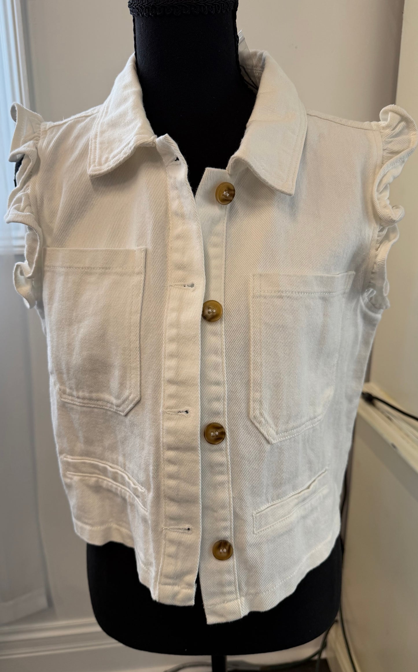 WHITE DENIM VEST