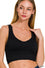 Seamless ribbed cropped bra padded v-neck tank top