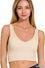 Seamless ribbed cropped bra padded v-neck tank top