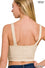Seamless ribbed cropped bra padded v-neck tank top