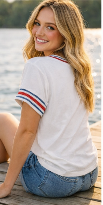 American SWEET HEART Graphic with Contrast Band