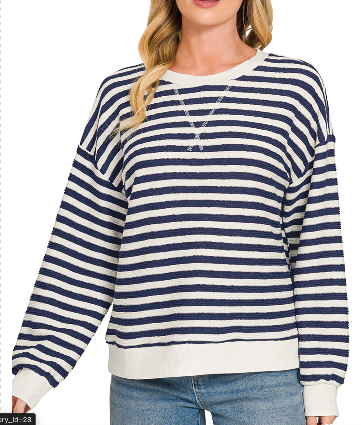 Striped rib banded pullover