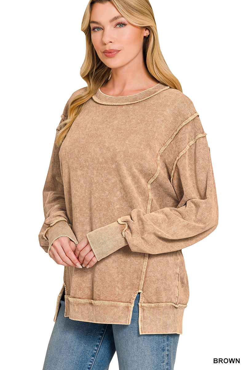 HALO WASHED F/TERRY EXPOSED SEAM SWEATSHIRT
