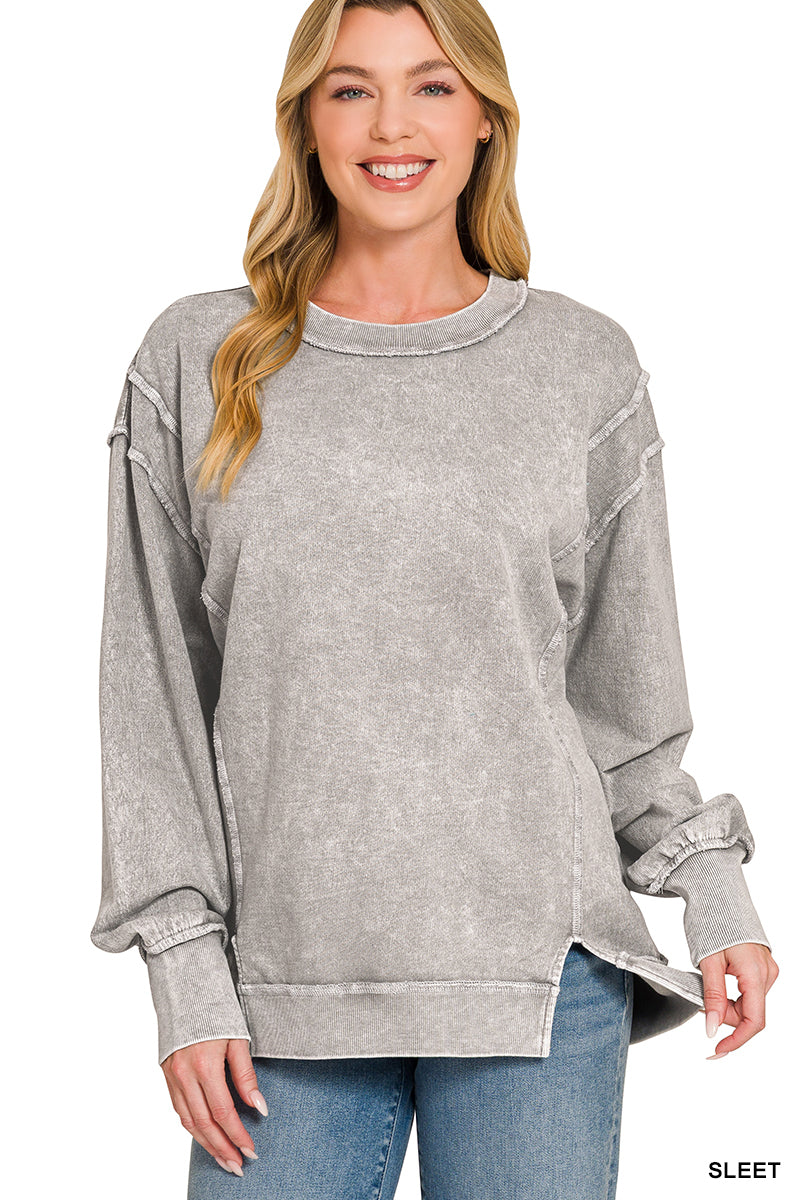 HALO WASHED F/TERRY EXPOSED SEAM SWEATSHIRT