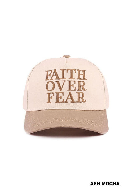 FAITH OVER FEAR TWO TONE COTTON HAT