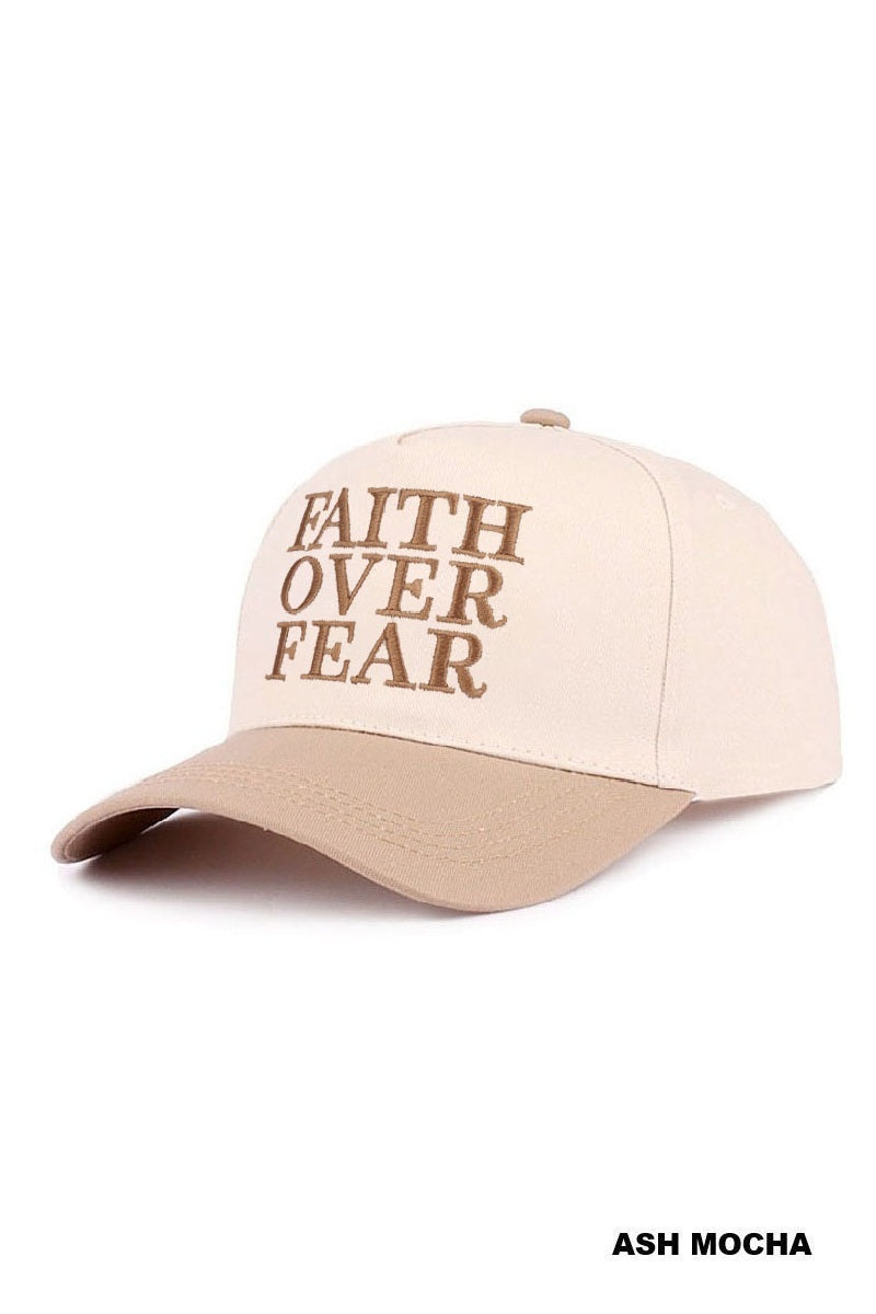 FAITH OVER FEAR TWO TONE COTTON HAT