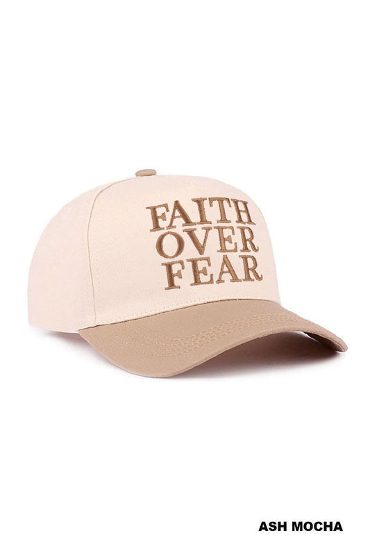 FAITH OVER FEAR TWO TONE COTTON HAT