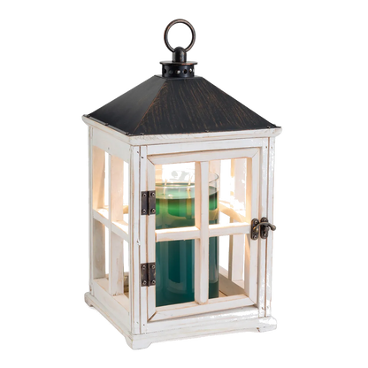 WEATHERED WHITE WOODEN LANTERN