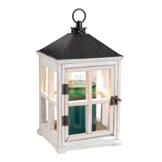 WEATHERED WHITE WOODEN LANTERN