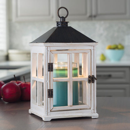 WEATHERED WHITE WOODEN LANTERN