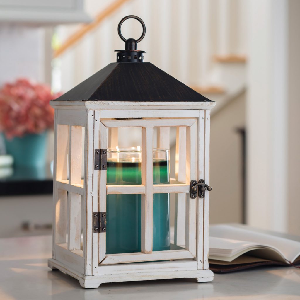 WEATHERED WHITE WOODEN LANTERN