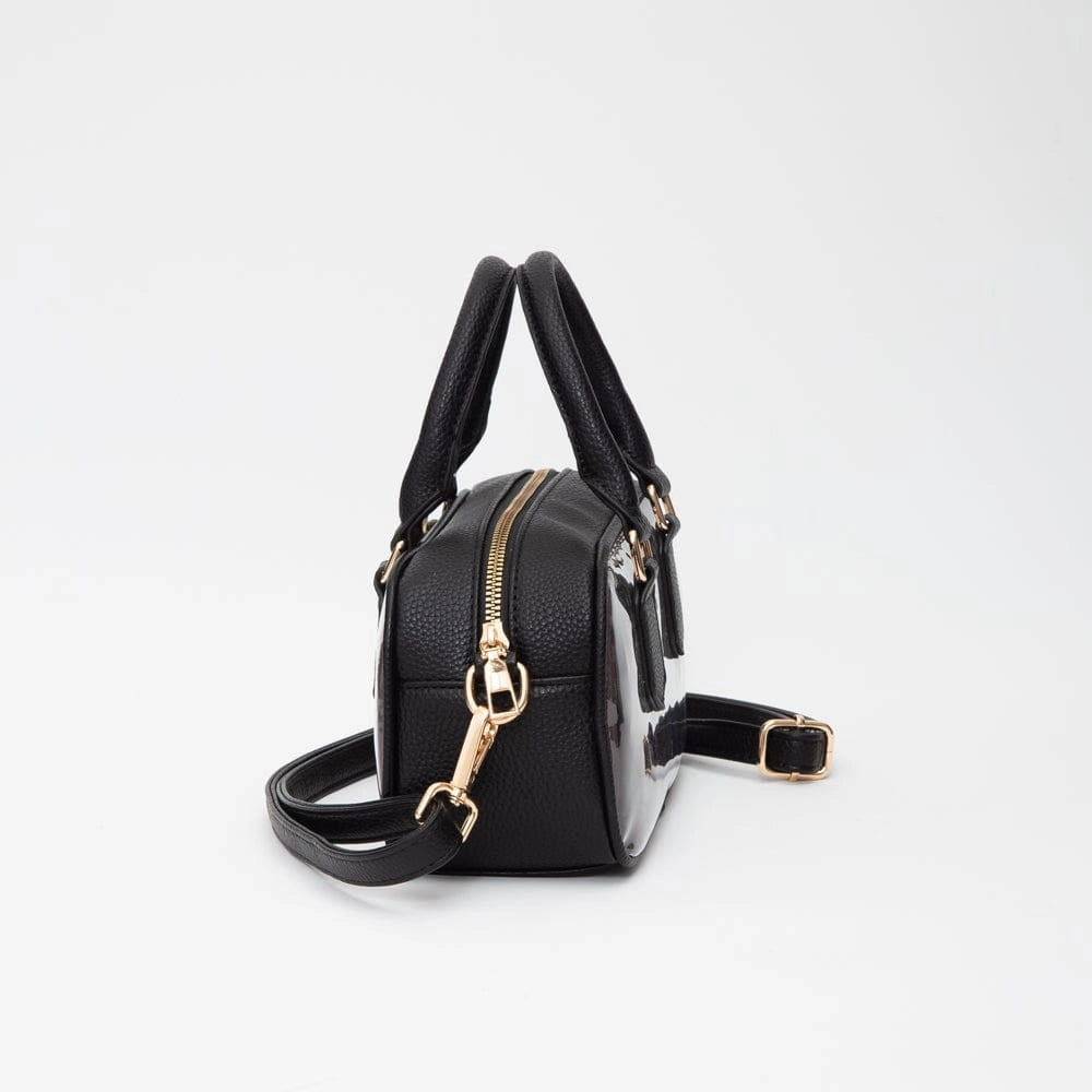 Clear Plastic East-West Top Handle/Crossbody Bag