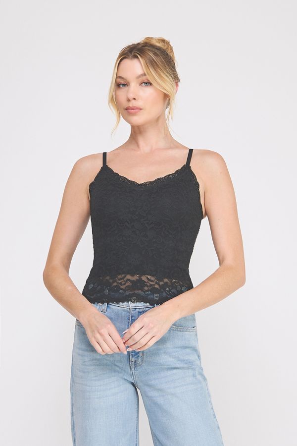 Floral lace knit bralette with adjustable straps