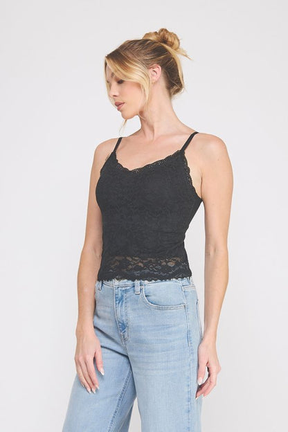 Floral lace knit bralette with adjustable straps
