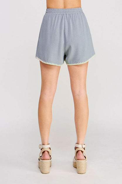 Soft Linen Blend Elastic Tie Short