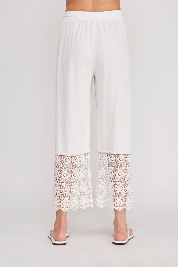 Linen blend drawstring pant