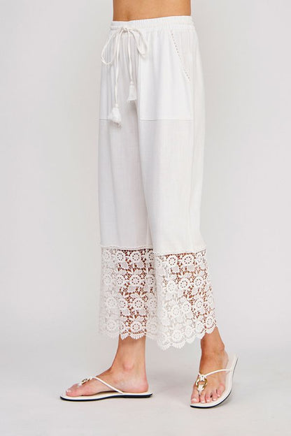 Linen blend drawstring pant