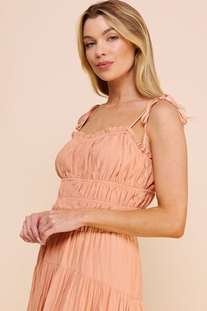 Gingham Bubble Top with Ruffled Straps