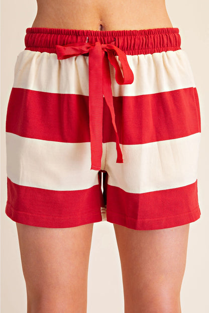Waist Elastic Band Stripe Sweat Shorts